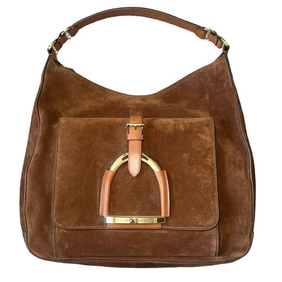 Ralph Lauren Purple Label Handbags - Ralph Lauren Collection Brown Suede Stirrup Hobo Bag